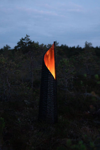 Burnt wood floor lamp