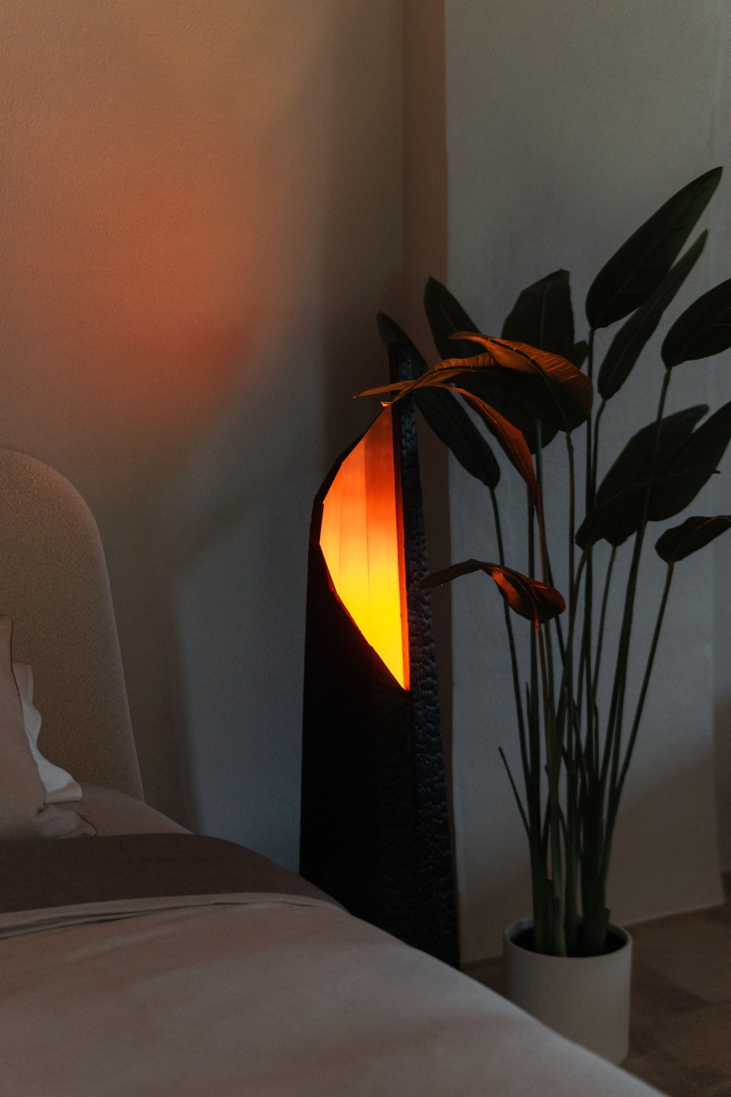 Burnt wood floor lamp