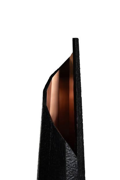 Burnt wood floor lamp
