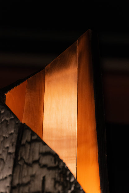 Burnt wood floor lamp