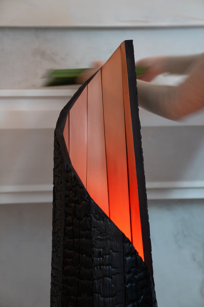 Burnt wood floor lamp