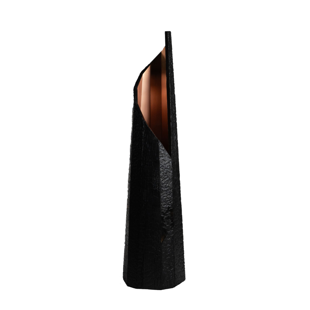 Burnt wood floor lamp
